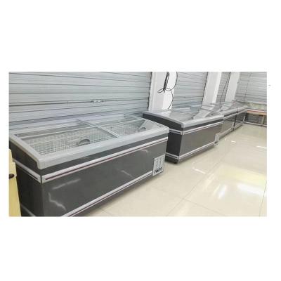 China Single-Temperature Curve Island Supermarket Seafood Commercial Glass Door Combo Display Case for sale