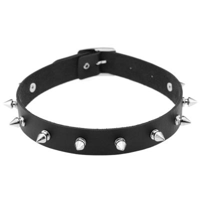 China Hot Sale Metal Spike Choker Choker Punk PU Leather Adjustable Gothic Rivets Hinge Choker Necklace For Women for sale