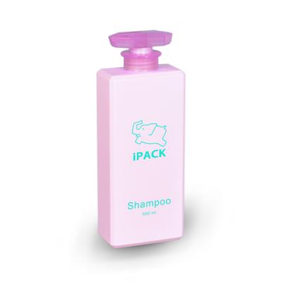 China BEAUTY PACKAGING 500ml Pink Square HDPE Plastic Shampoo Bottle Packaging With Pump for sale