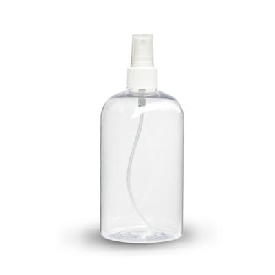 China Household Products Round 16 Oz Clear PET Plastic Spray Bottle For Liquid Hand Sanitizer for sale