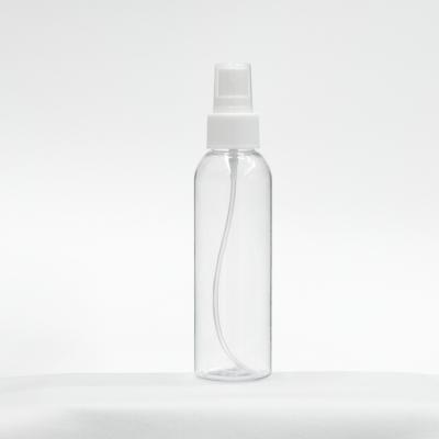 China Personal Care Clear 120ml 4oz Boston Round Pet Hand Sanitizer Spray Plastic Bottle With Sprayer for sale