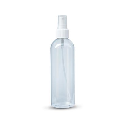 China BEAUTY WRAPPING Boston Round 250ml Clear Pet Bullet Plastic Bottle For Cosmetic Spray for sale