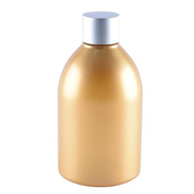 China BEAUTY PACKAGING 250ml Gold Color PET Plastic Bottle With Aluminum Coated Cap for sale