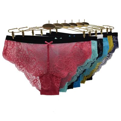 China Sexy Low Rise Sexy Lace Underwear Women Transparent Cotton Briefs Panties 89498 for sale