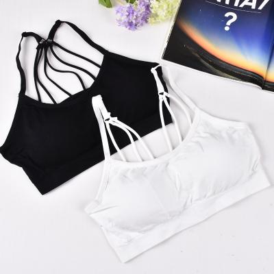 China Antibacterial Elastic Girls Short Vest Tops Seamless Sports Bra Women Slim Cute Yoga Tank Tops for sale