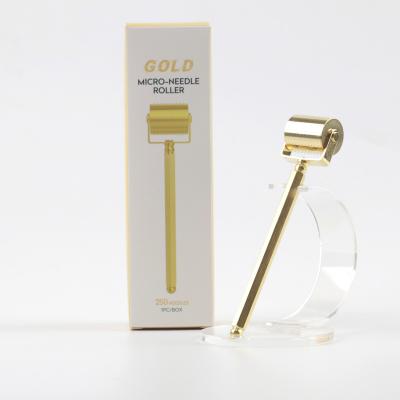 China Flagship of Anti-Hair Removal! Newest Luxurious Dermaroller 24k Gold Roller 250 Titanium Microneedle Derma Roller for sale