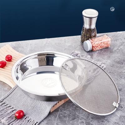 China Food Grade Stainless Steel Grease Strainer BBQ Viable Oil Filter Round Tray And Snack Plate Set Storage Fruit Drain Dish Gold for sale