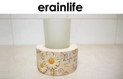 China Environmental Resin Candle Stick Holders Beige Standing Home Decor for sale