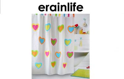 China Bathroom Hotel Shower Curtain PVC Colorful Heart Pattern Printed for sale