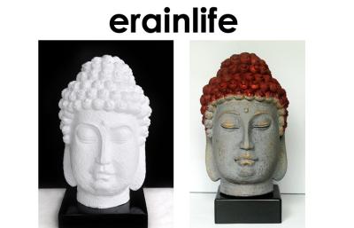 China Weißer zusätze Browns Hauptverzierungspolyresin Buddha-Kopf zu verkaufen