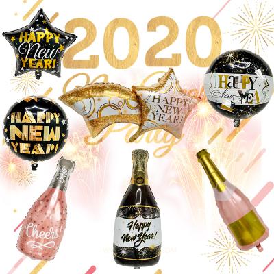 China New Fashional Style Happy New Year Aluminum Foil Balloon Clear Printed Party Decoration Balloon for sale