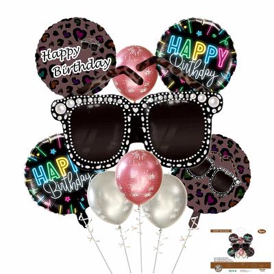 China Fashional Leopard Balloon Children's Happy Birthday Party Diamond Leopard Glass Birthday Aluminum Foil Balloon for sale