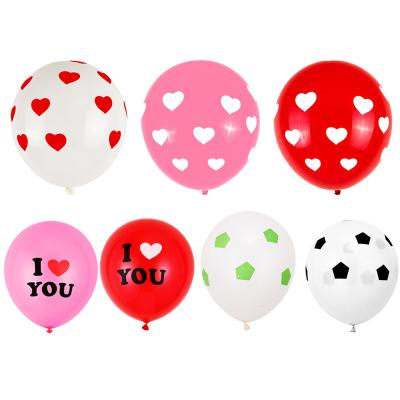 China Fashional hot sale 12 inch red heart printed latex balloon round wedding decoration balloon for sale