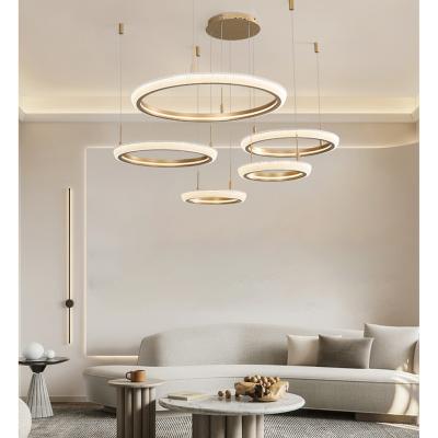 China 1/2/3 Lights Modern Dining Room Chandelier With Ring Acrylic Shade Modern Pendant Lamp Light Chandelier for sale