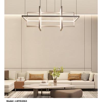 China Modern contemporary fashion living room light rectangle hotel villa luxury pendant chandeliers drop ceiling lamp for sale