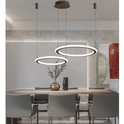 China Modern LED Irregular Pendant Light with Remote Control Dimmable 3000k-6000k Ring Pendant Light for Kitchen Dining Bedroom Cafe for sale