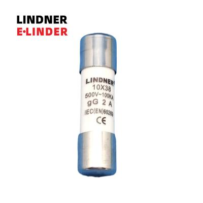 China Cylindrical AC RT18 2A 4A 6A 8A 10A 12A 16A 20A 25A 32A 500V class gL gG link 10*38mm low voltage fuse low voltage LINDNER brand for sale