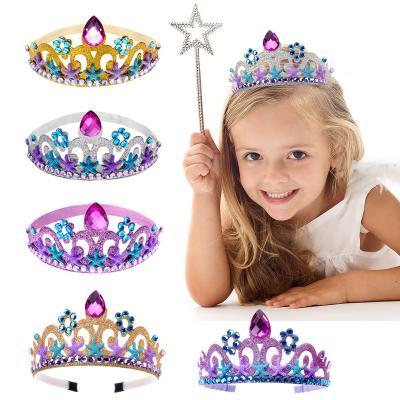 China Plastic Children's 1st Birthday Princess Decor Ccean Theme Mermaid Starfish Crown Headband Girl's Birthday Party Hair Accessories for sale