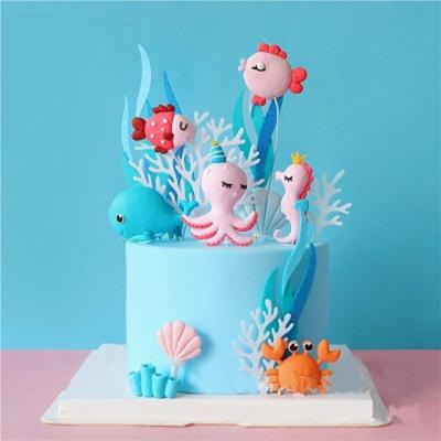 China Polymer Clay Summer Sea Animals Cake Decor Octopus Seahorse Mermaid Ocean Theme Party Decor 1st Birthday Decorations Baby Shower Girl Favors for sale