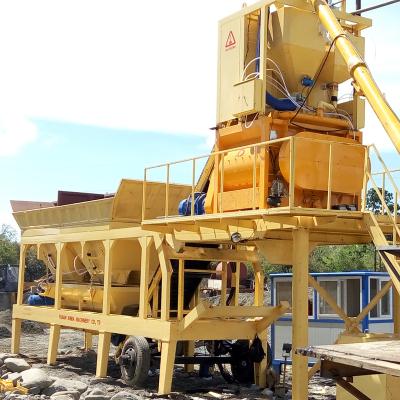 China Low Price YHZS50 Mini Concrete Mixing Plant For Portable 50 CBM Small Capacity Building Material Stores For Mobile Type for sale