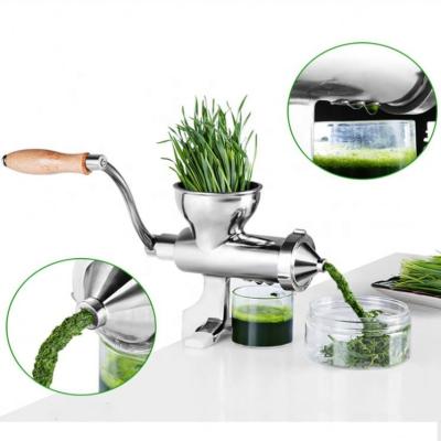 China Hot Selling Car 304 Stainless Steel Manual Vegetable and Fruit Hand Crank Operated Household Wheatgrass Squeezer for sale