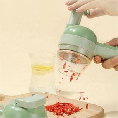 China Confirmed Hot Selling 4 In 1 Portable Electric Vegetable Cutter Set C Type Pursuit Chopper Wireless Food Processor for sale