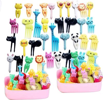 China Viable Animal Food Picks For Kids, Cute Plastic Cute Toothpicks Fruit Cartoon Food Forks For Children Bento Box Lunch Props for sale