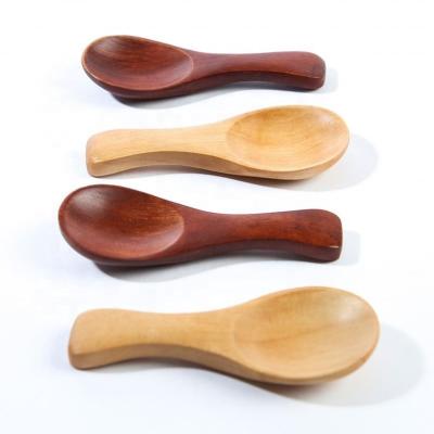 China Viable Wooden Short Handle Spoon Wide Milk Powder Lipstick Spoon For Tea, Spice Coffee Professional Processed Mini Teaspoon for sale