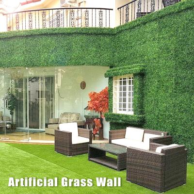 Chine Wholesale High Quality Minimalist Tizen Decoration Fence Panel Boxwood Backdrop Plant Green Grass Artificial Wall For Wall à vendre