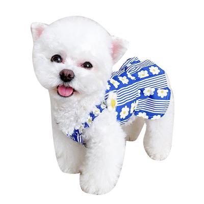 China Stripe Flower Stocked Pet Clothes Doggie Equipment Fashion Designer Summer Dog Clothing Wholesale Pets Dog Clothes for sale