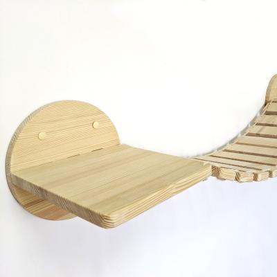 China Sustainable Customized Cat Shelf Wall Bamboo Wooden Cat Bridge for Wall Furniture Ladder Cat Bed for sale