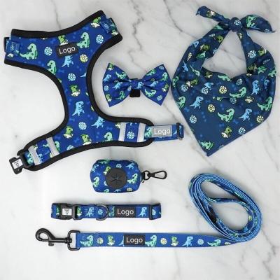 China Custom Personalized New Arrival Small Premium Dog Collar and Harness Set for sale