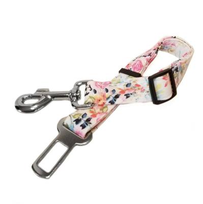 China Dogs Car Dog Safety Adjustable Heavy Duty Durable Seat Belt With Printing Design for sale