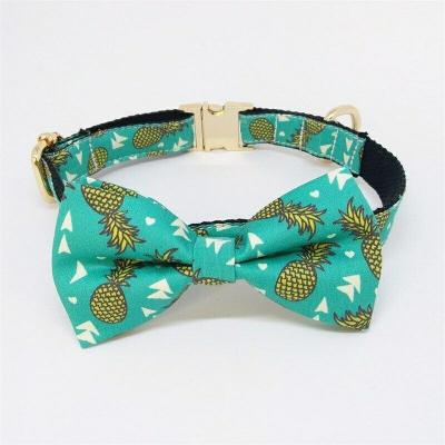 China Personalized popular leopard design polyester dog bow tie with collar set for sale