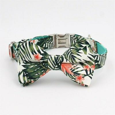 China Personalized Hot Sale Floral Print Cotton Dog Collar Bow Tie Set for sale