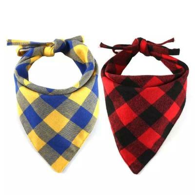 China Hot Selling Dogs Adjustable And Comfortable Cat Collar With Tartan Bandana Dog Scarf for sale