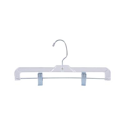 China Salon Fashion Hangers Plastic Clear Material Clip Trouser Hangers for sale