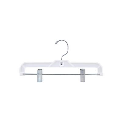 China Hot Selling Plastic Salon Pants Clothing Hangers With Clips for sale