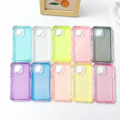 China Fashion 3in1 Candy Color Candy Color Glitter TPU Shockproof Detachable Anti-fall Transparent Phone Cover Case For iPhone 15 14 13 12 pro max for sale