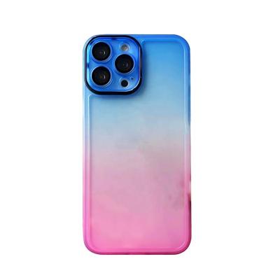 China Colorful Transparent Clear Glass Shockproof Non-deformable Shockproof Ring Lens Camera Protective Cover Gradient Phone Case For iPhone X XS for sale