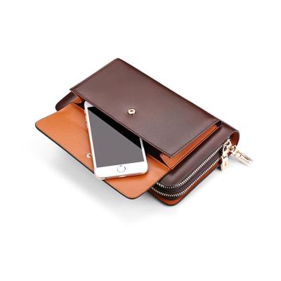 China Waterproof Leather Wallet Clutch Bag Phone Card Holder For Men Double Zipper Large Capacity High Grade Business Style for sale