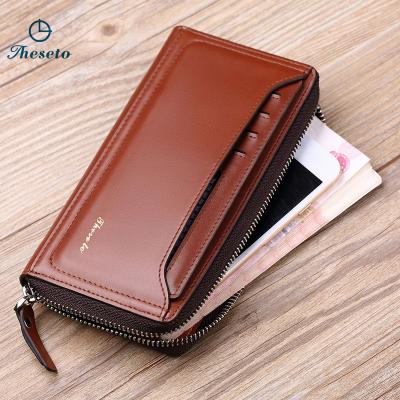 China Large Capacity Waterproof Leather Wallet Card Holder Long Wallet Clutch Men Phone Wallet For Gift for sale