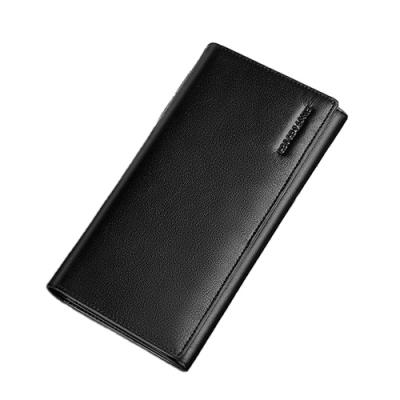 China Anti-theft high quality vegetable tanned business man long black leather wallets fashion genuine leather wallet for sale