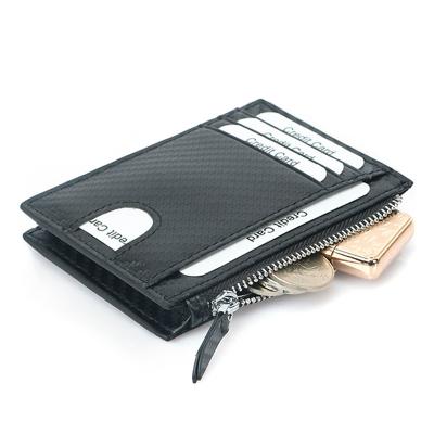 China Stylish Carbon Fiber Debit Wallet Business RFID Card Holder Carbon Fiber Leather Card Holder for sale