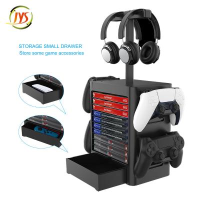 China Game Pad Controller Storage PS5 Accessories Game Disc with Earphone Storage Stand Vertical Holder for SONY PS5, XSX Controllers and Headphones for sale