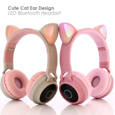 China Perfect Noise GH14 LED BT Wireless Headphones Cute Cat Ear Headset With Mic Glowing Earphones For Girls Girls Kids Gifts for sale