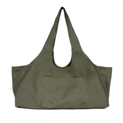 China Unique Canvas Fabric Cotton Yoga Shoulder Tote Duffel Sport Bag Gym Portable Bag with Yoga Mat Holder for sale