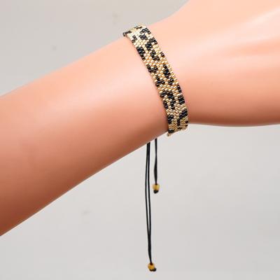 China New Fashion Vintage Leopard Seed Beads Simple Wrap Bracelet Fashion Woven Handmade Women Jewelry Seed Beads Handmade Bracelet For Women for sale