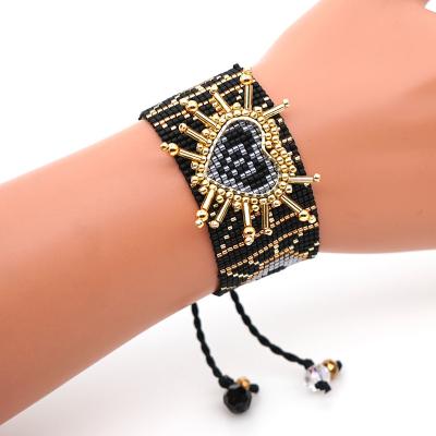 China Fast Delivery Seed Beads Handmade Woven Bracelet For Women Bohemia Heart Tassels Jewelry Handmade Braided Adjustable For Women Custom Made Sized for sale