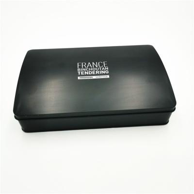 China Recycled Rectangular Hinged Materials Promotion Metal Tin Box For Cosmetic for sale